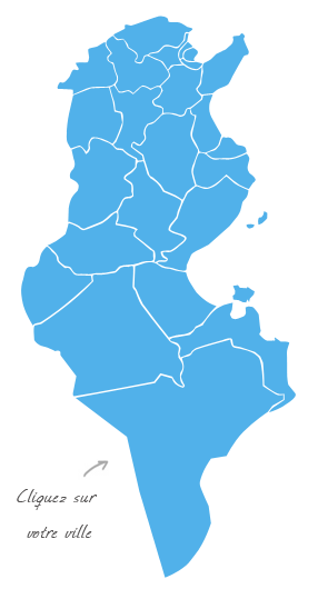 Carte de la Tunisie - Cliquez sur un gouvernorat